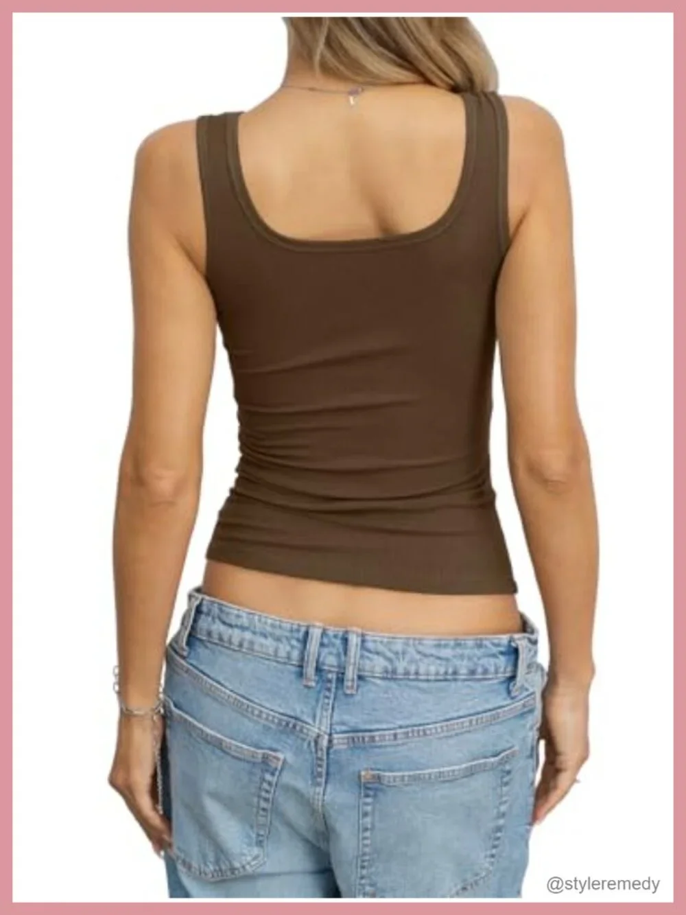 Ribbed Scoop Neck Tank Top Crop Fitted Sleeveless Summer Y2K Going Out Workout